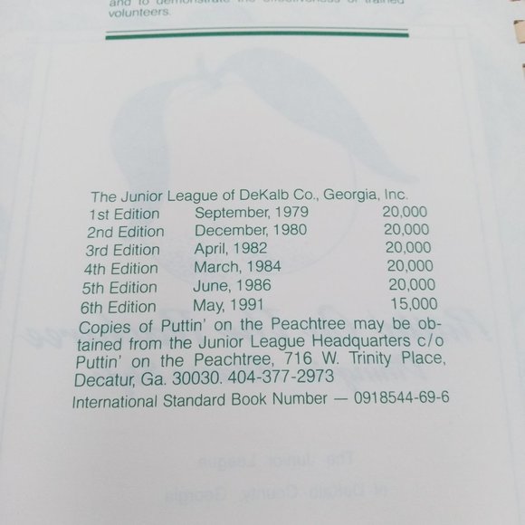 Puttin On The Peachtree CookBook Vintage Recipe Book DeKalb County Junior League - Picture 7 of 12